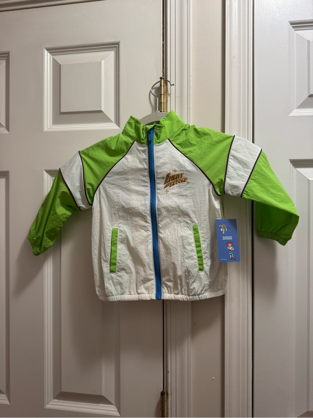 Old Navy Pixar Bright Green Windbreaker with Blue Zipper NWT